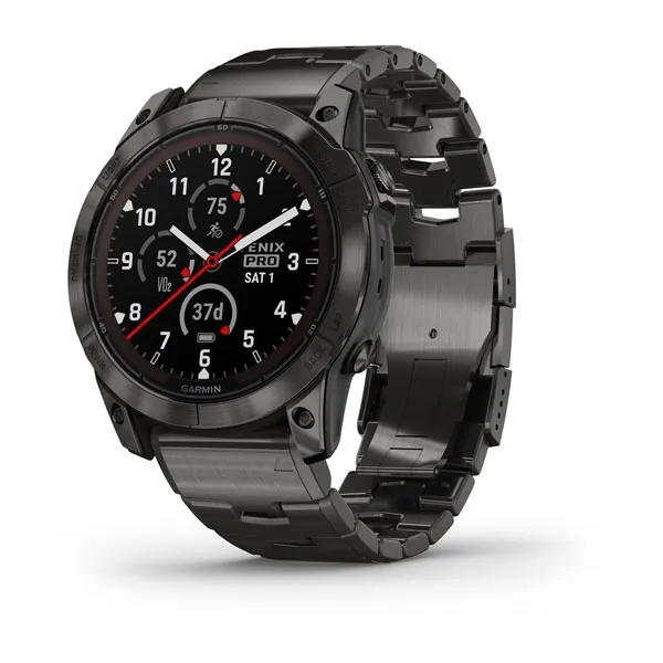 Garmin Fenix 7X Pro Sapphire Solar - Carbon Gray DLC Titanium with Vented Titanium Bracelet