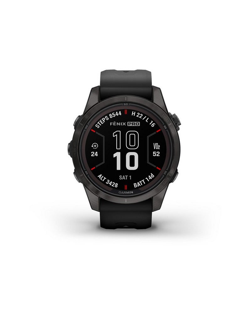 Garmin Fenix 7S Pro Sapphire Solar Edition - Carbon Gray DLC Titanium with Black Band