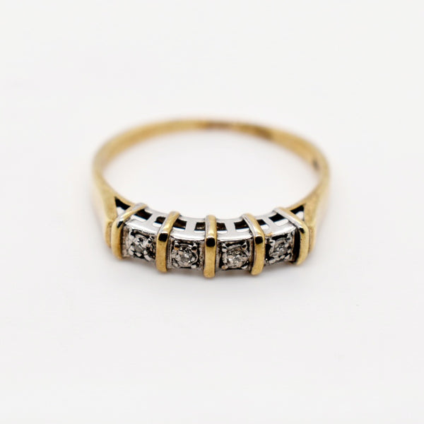 9ct Yellow Gold Four Stones Diamond Ring