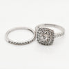 9ct White Gold Cushion with Bband Diamond Ring