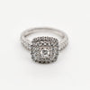 9ct White Gold Cushion with Bband Diamond Ring