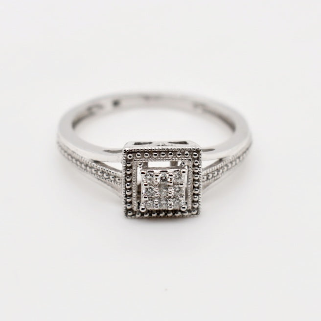 9ct White Gold Princess Cut Diamond Ring