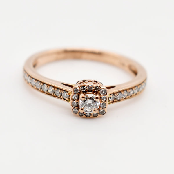 9ct Rose Gold Halo Diamond Engagement Ring