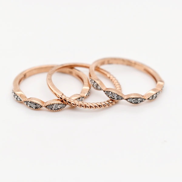 9ct Rose Gold Three Eternity Diamond Bands