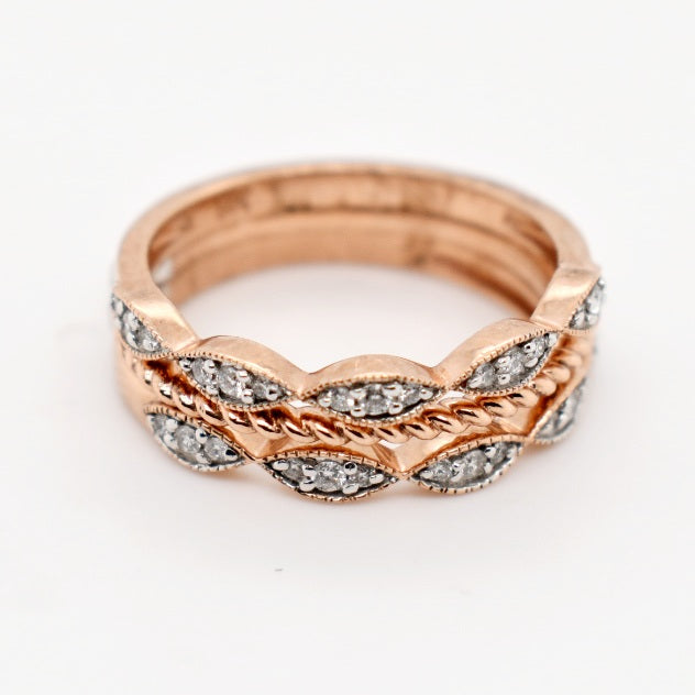 9ct Rose Gold Three Eternity Diamond Bands
