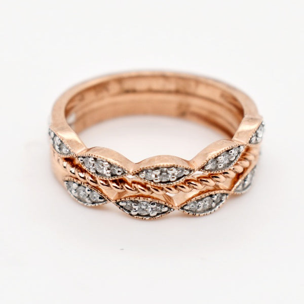 9ct Rose Gold Three Eternity Diamond Bands