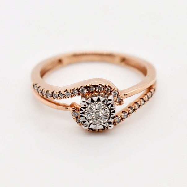 9ct Rose Gold Cluster Diamond Engagement Ring