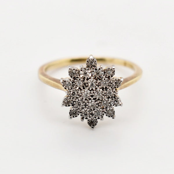 9ct Yellow Gold Flower Diamond Ring