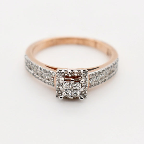 9ct Rose Gold Cluster Diamond Engagement Ring