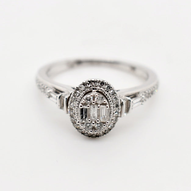 9ct White Gold Oval Diamond Engagement Ring