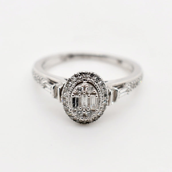 9ct White Gold Oval Diamond Engagement Ring