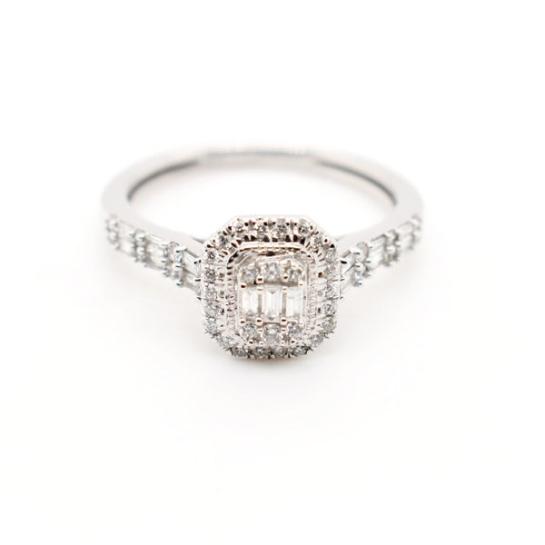 9ct White Gold Pave Diamond Engagement Ring