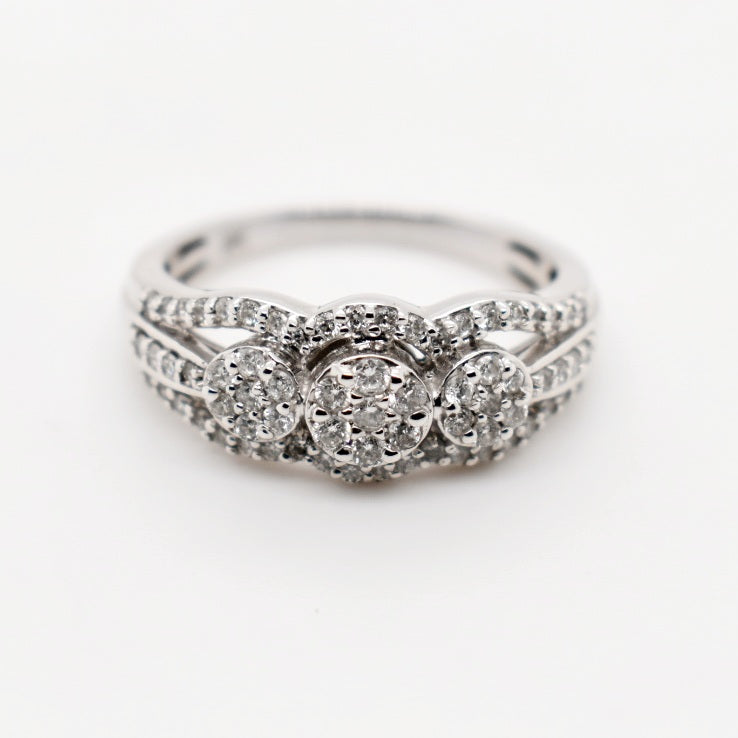 9ct White Gold Cluster Diamond Engagement Ring