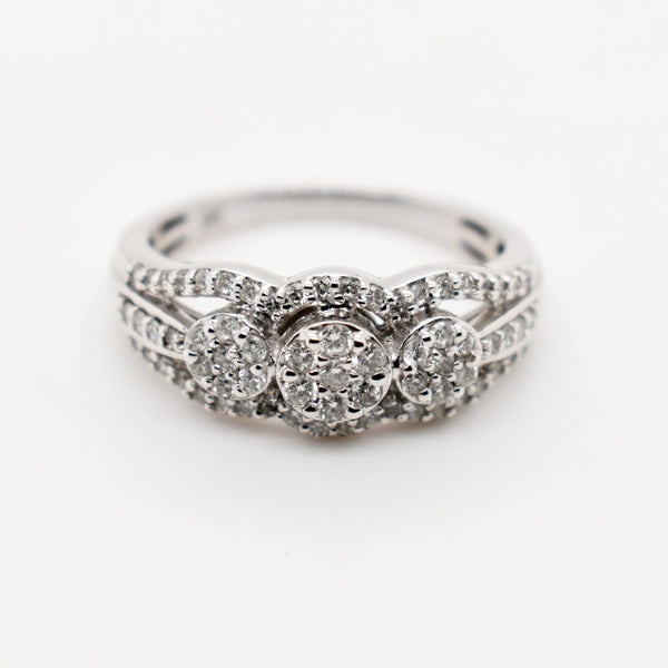9ct White Gold Cluster Diamond Engagement Ring