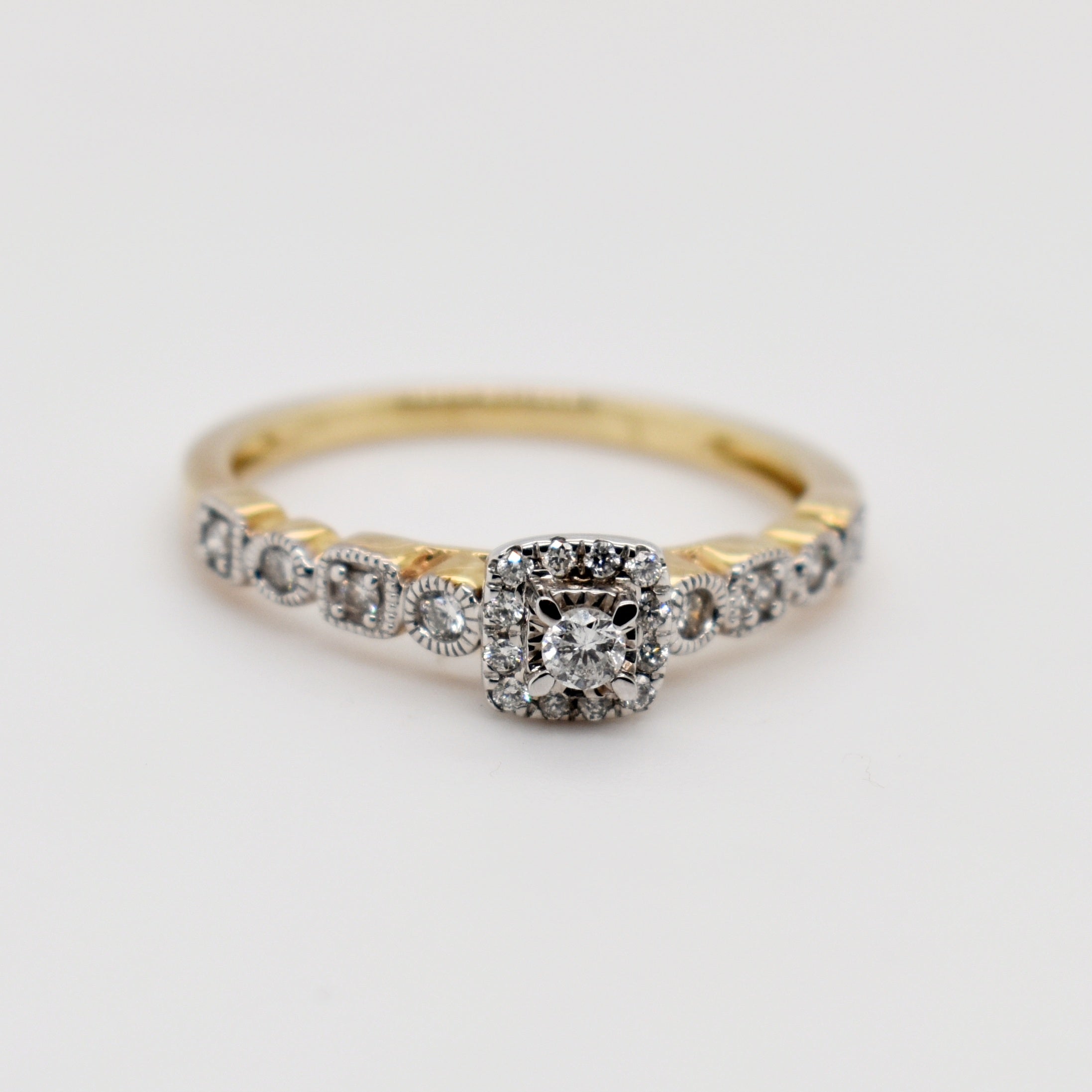9ct Yellow Gold Cushion Cut Diamond Ring