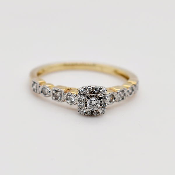 9ct Yellow Gold Cushion Cut Diamond Ring