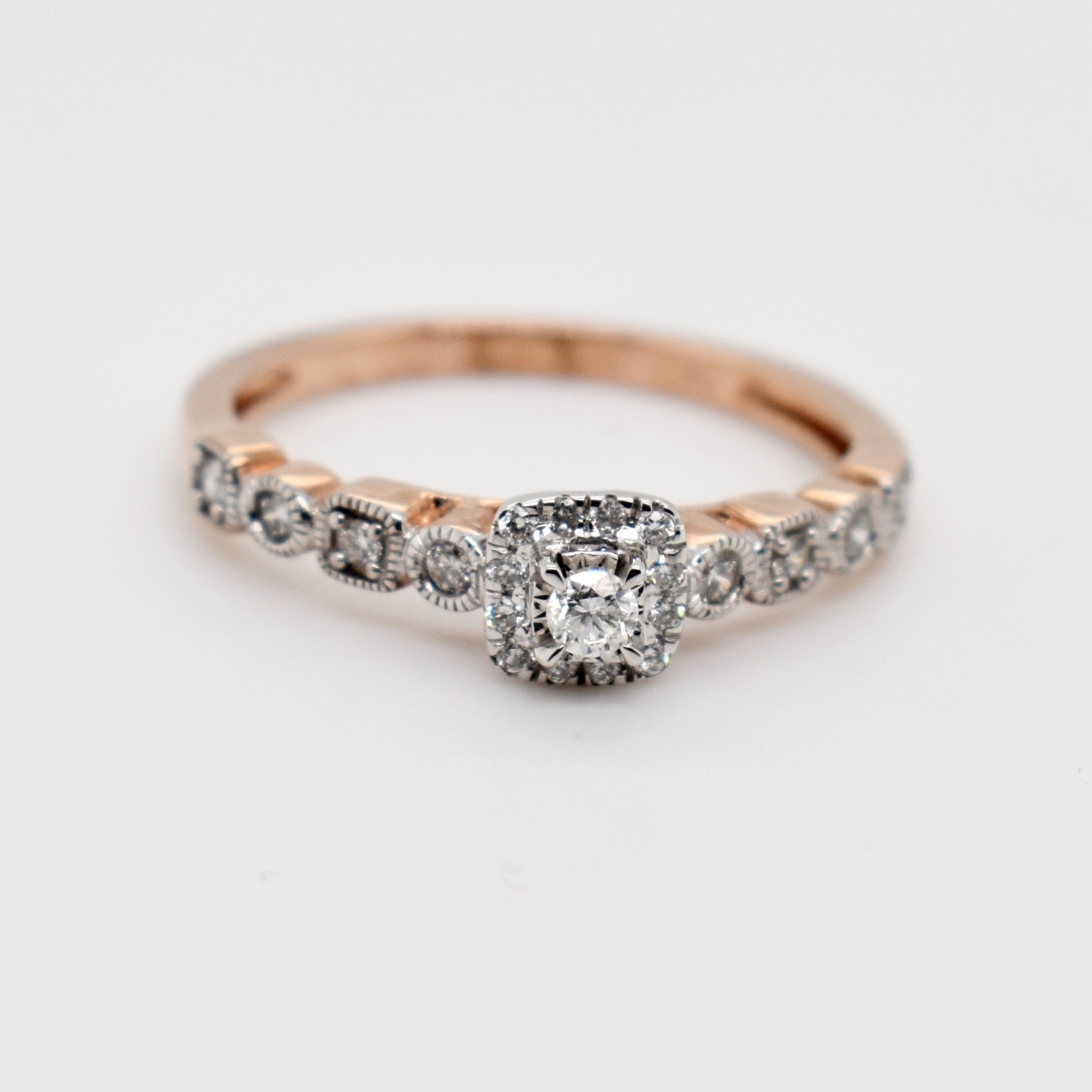 9ct Rose Gold Cluster Diamond Engagement Ring