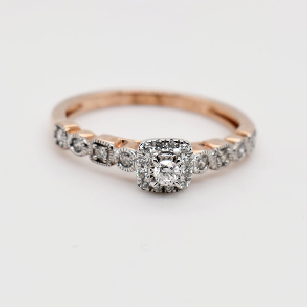 9ct Rose Gold Cluster Diamond Engagement Ring
