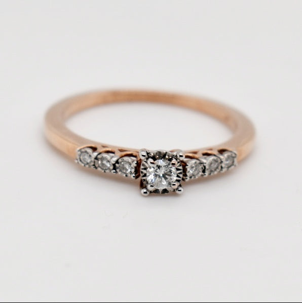 9ct Rose Gold Solitaire Diamond Ring