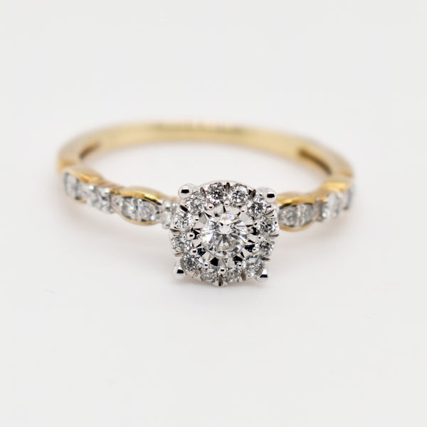 9ct Yellow Gold Round Cluster Diamond Ring