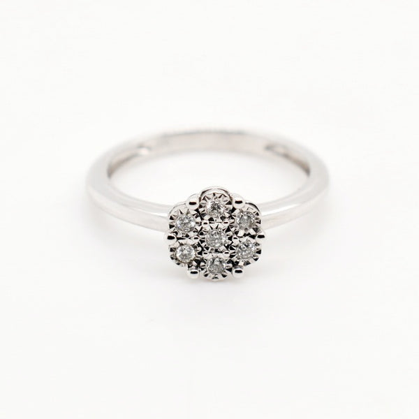 9ct White Gold Flower Diamond Ring