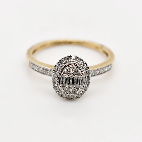 9ct Yellow Gold Oval Halo Diamond Engagement Ring