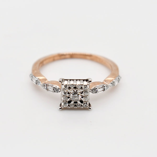 9ct Rose Gold Princess Cut Diamond Ring