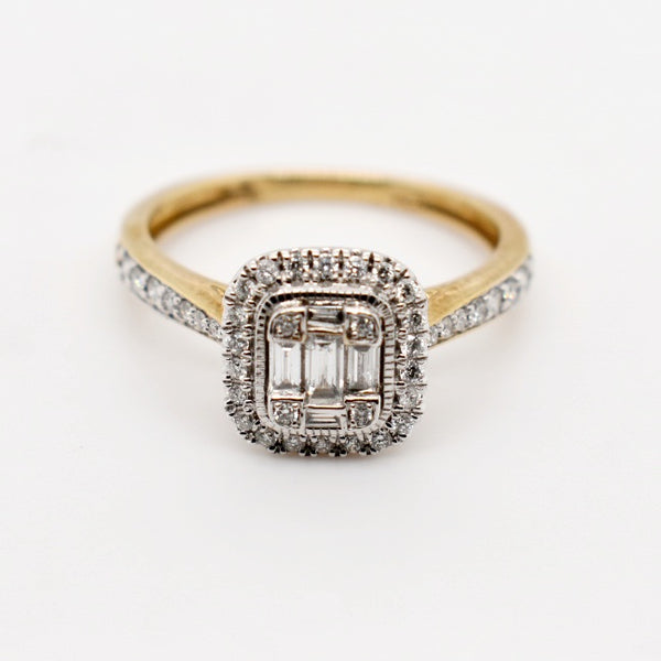 9ct Yellow Gold Pave Diamond Engagement Ring