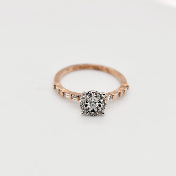 9ct Rose Gold Round Cluster Diamond Ring