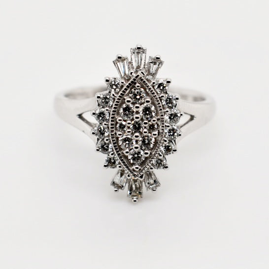 9ct White Gold Vintage Diamond Ring