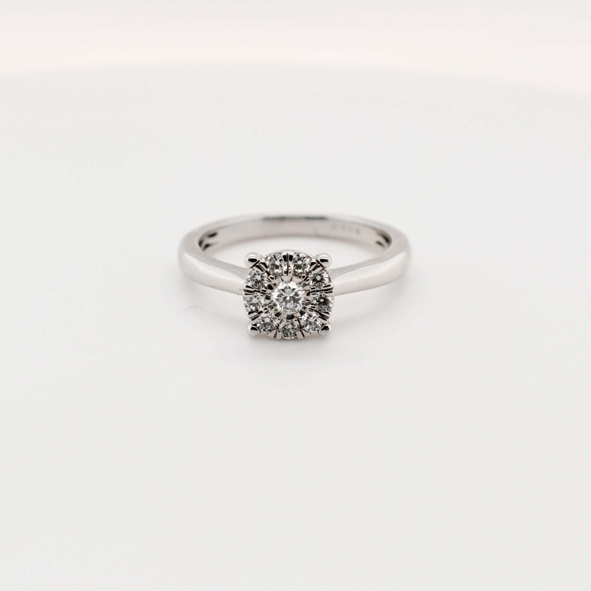 9ct White Gold Round Cluster Diamond Engagement Ring