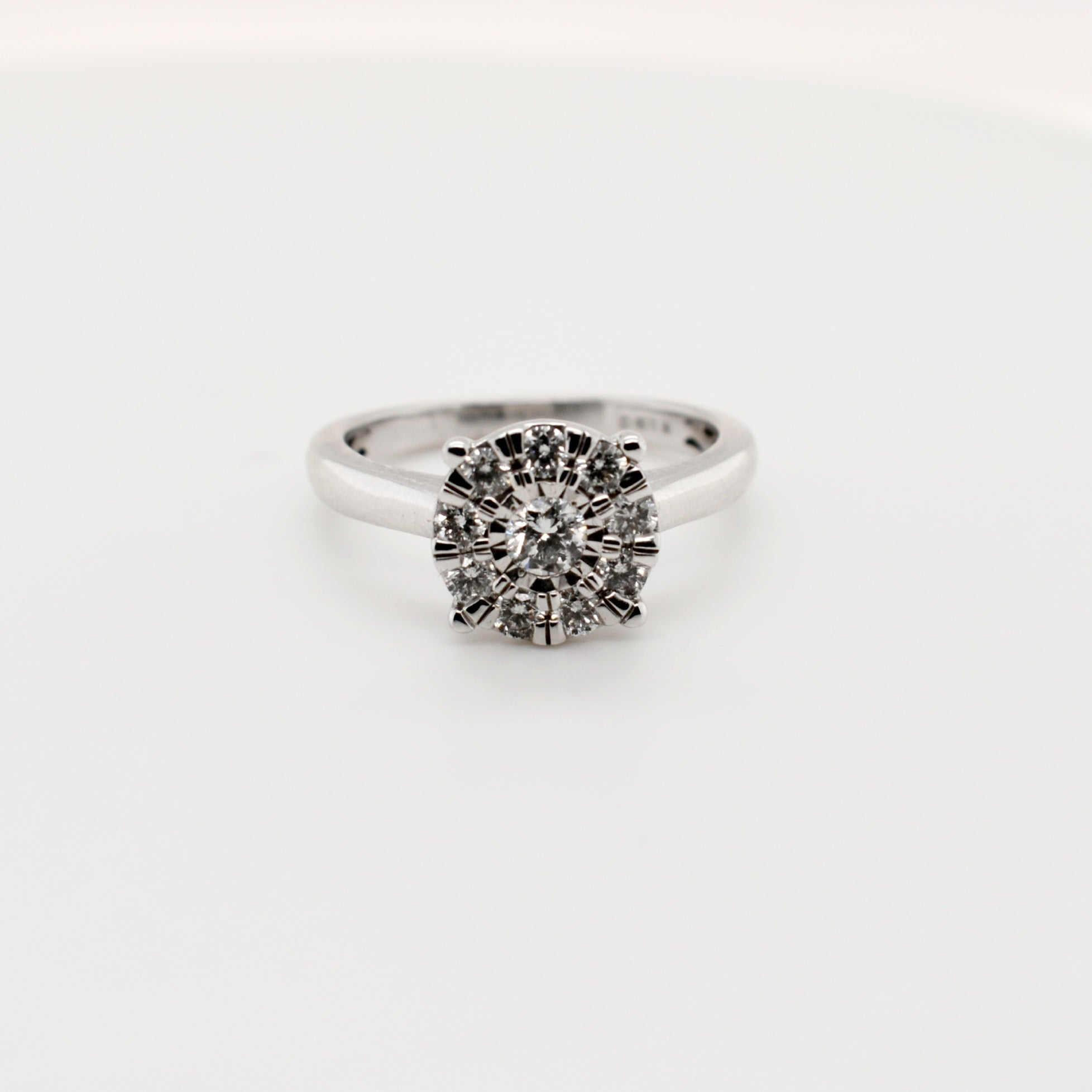 9ct White Gold Round Cluster Diamond Engagement Ring