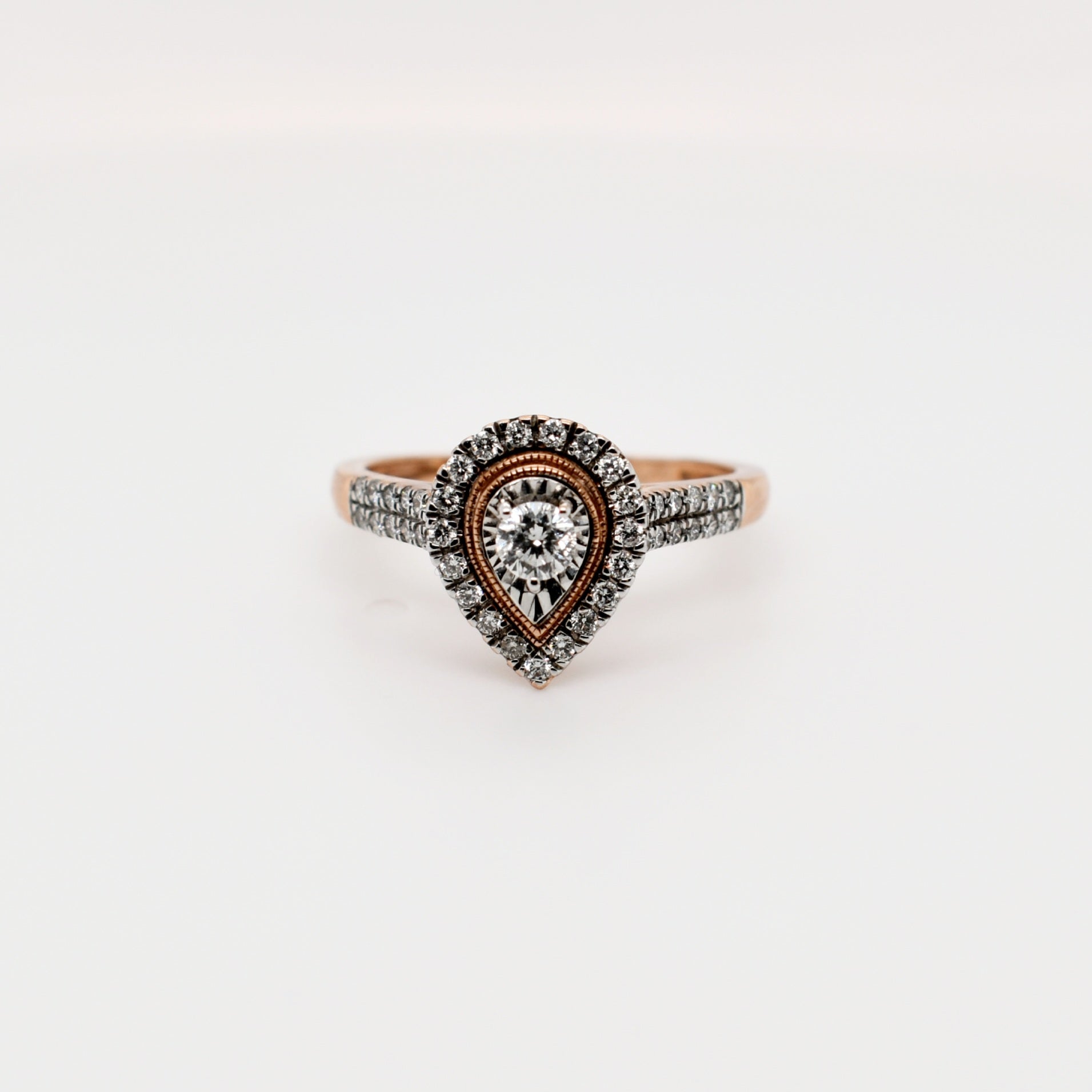9ct Rose Gold Pear Cluster Diamond Engagement Ring