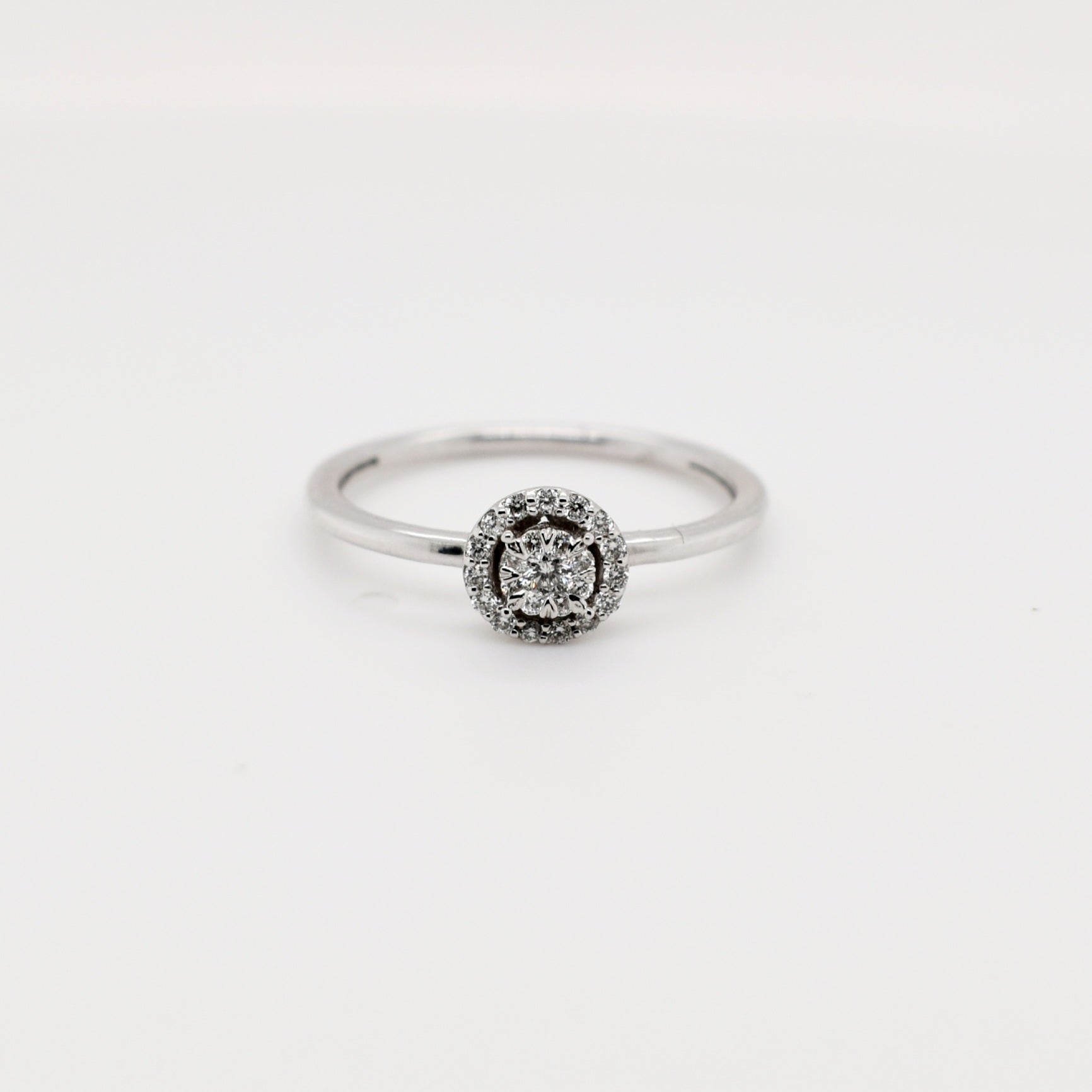 9ct White Gold Round Cluster Diamond Engagement Ring