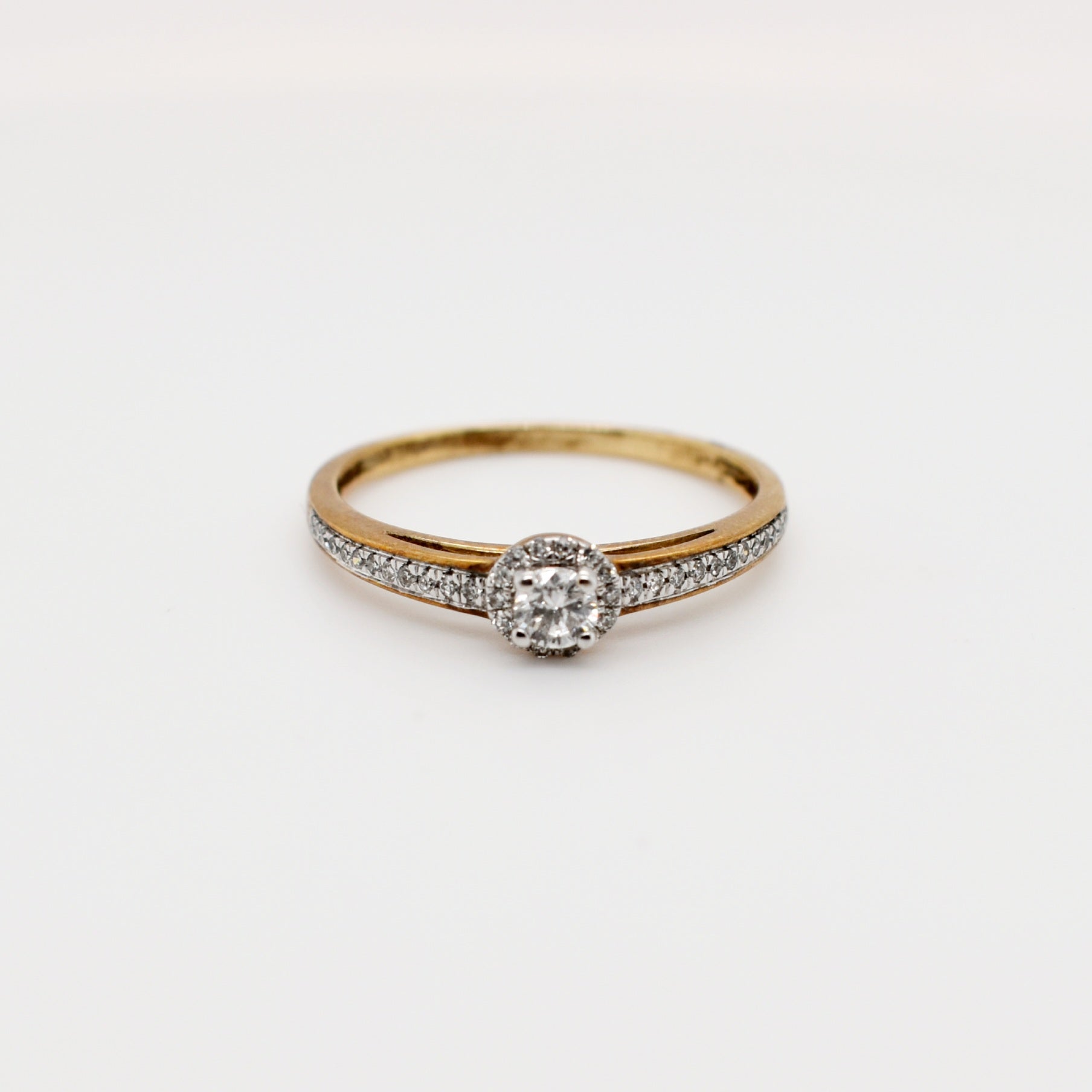9ct Yellow Gold Round Cluster Diamond Engagement Ring