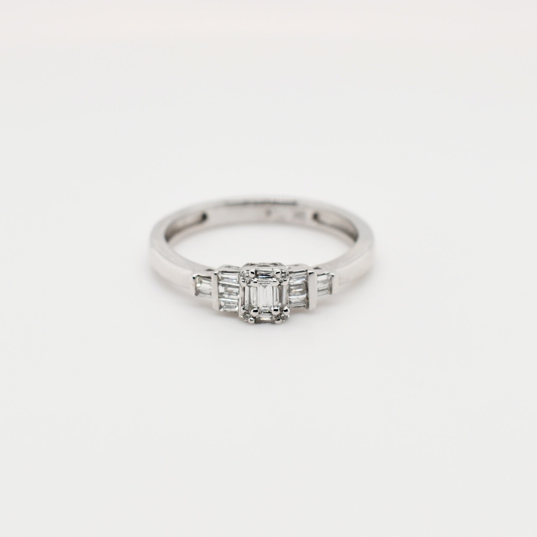 9ct White Gold Baguette Diamond Engagement Ring