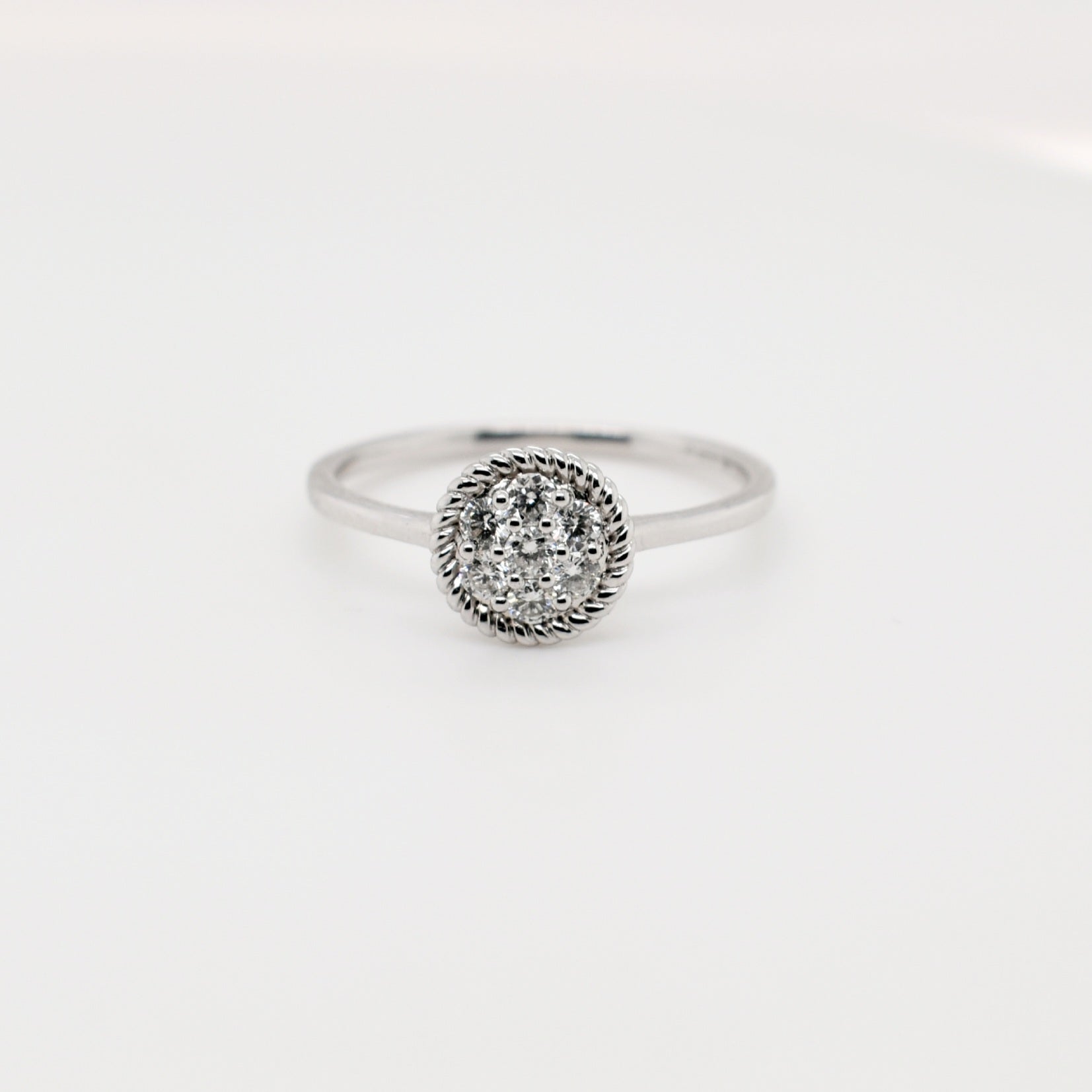 9ct White Gold Round Cluster Diamond Engagement Ring