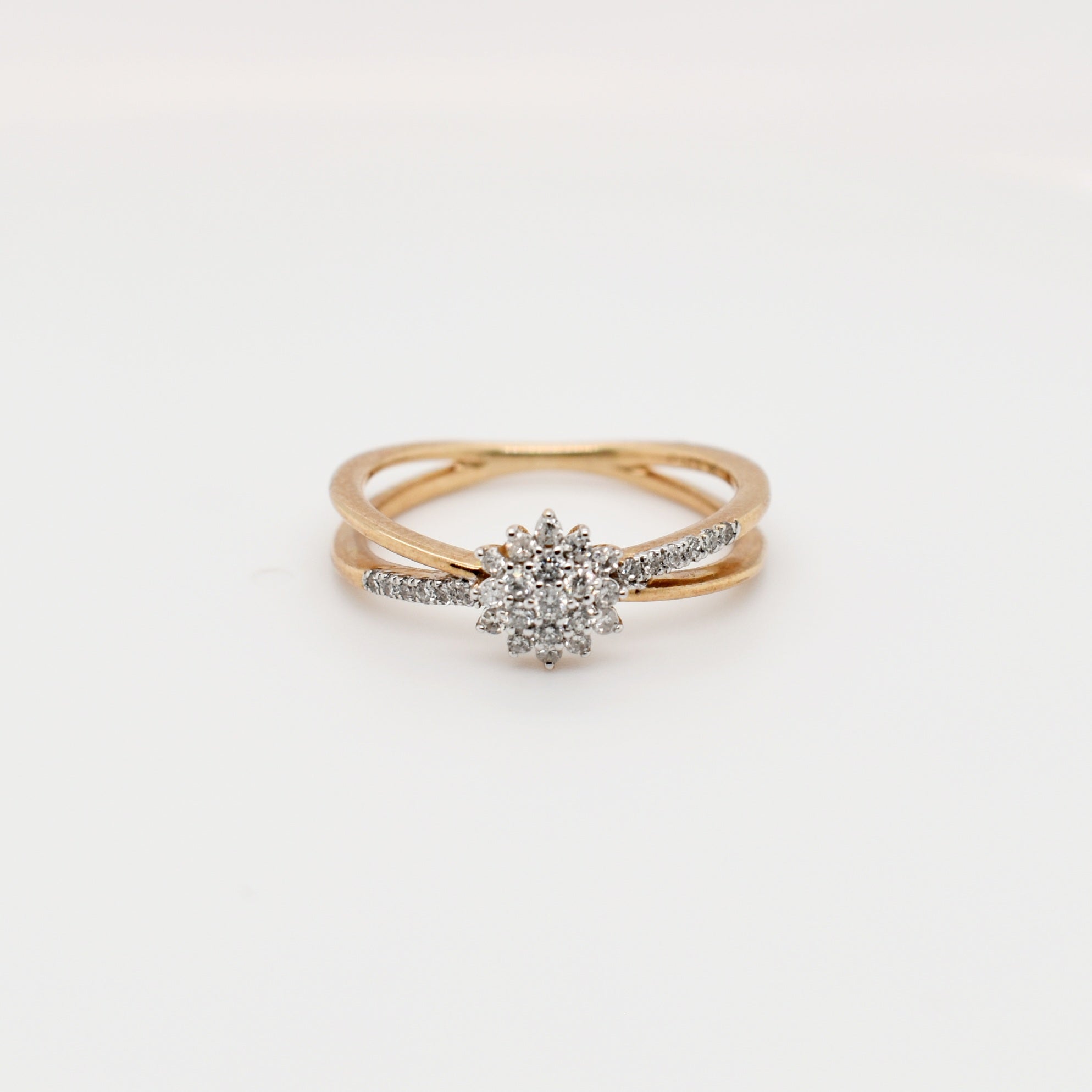 9ct Rose Gold Floral Diamond Engagement Ring