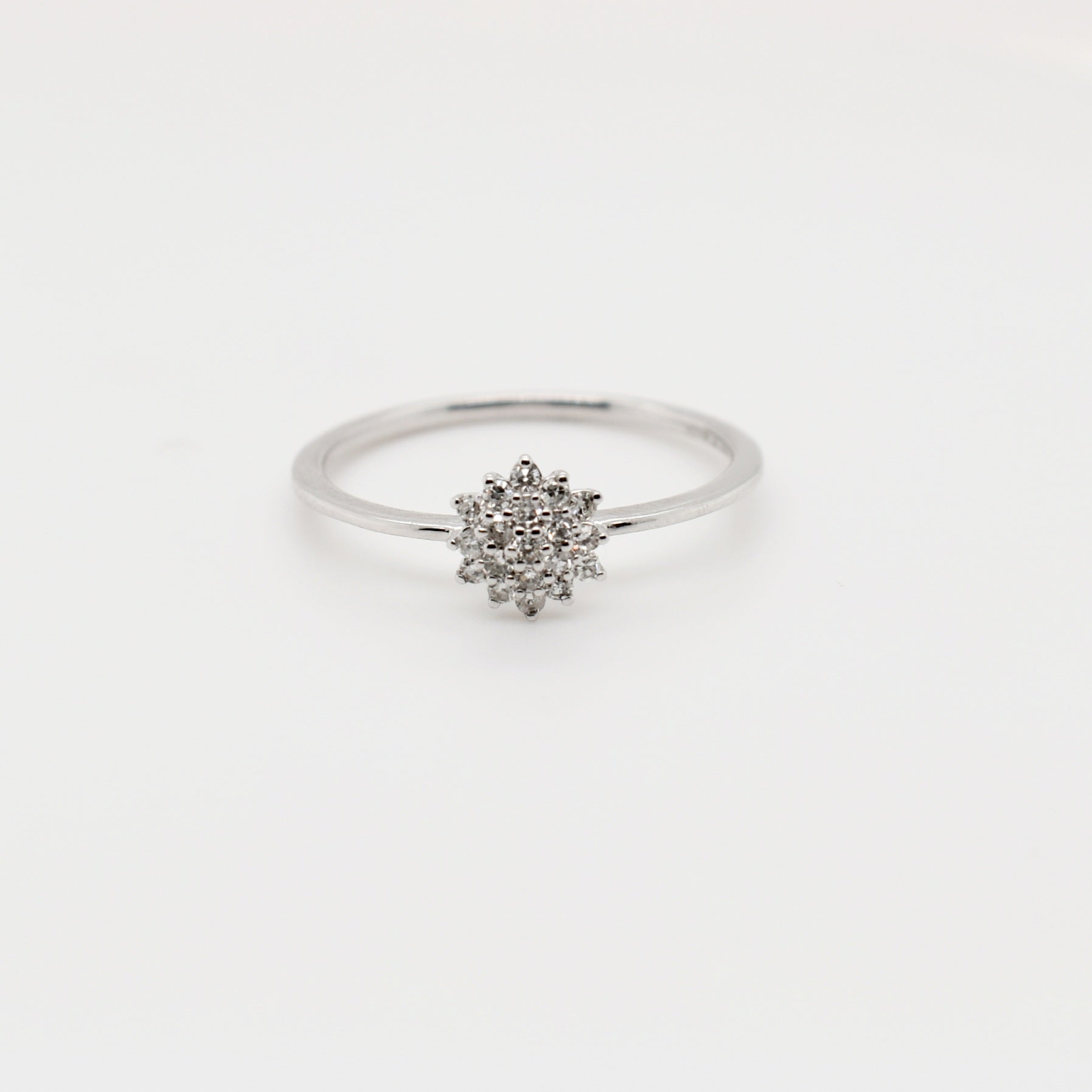 9ct White Gold Flower Cluster Diamond Engagement Ring
