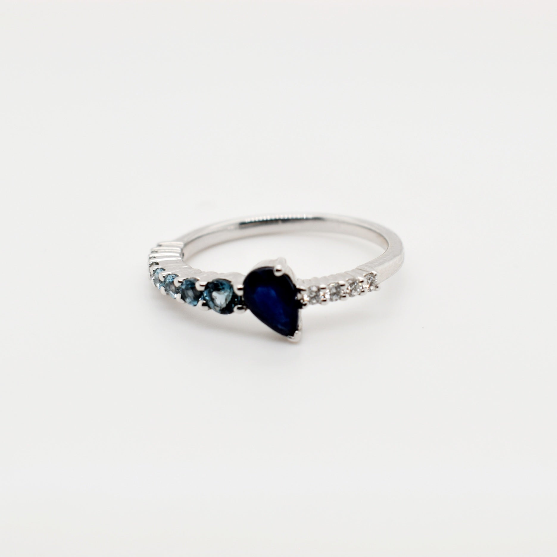 9ct White Gold Pear Tanzanite Diamond Engagement Band