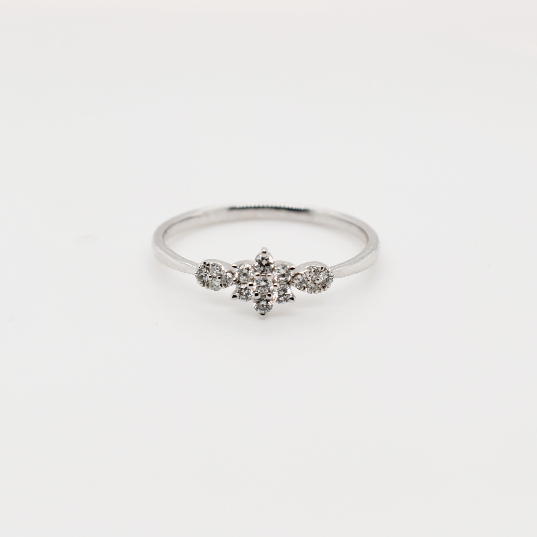 9ct White Gold Flower Cluster Diamond Engagement Ring