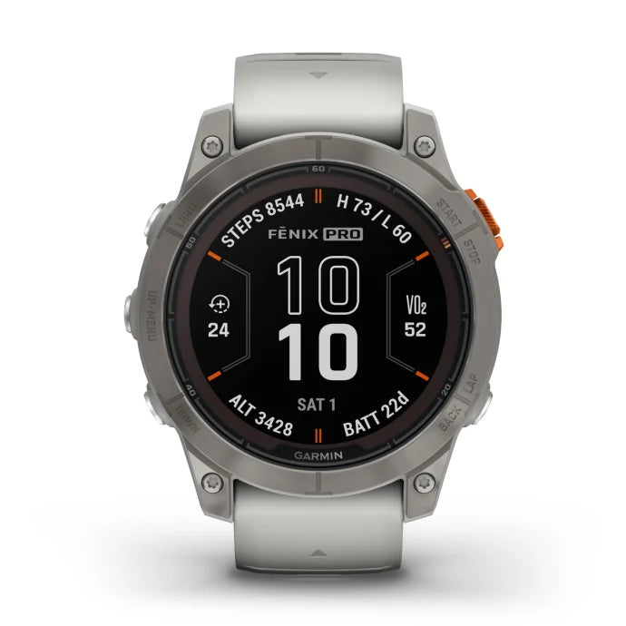 Garmin Fenix 7 Pro Sapphire Solar Edition - Titanium with Fog Gray/Ember Orange Band