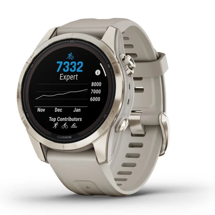Garmin Fenix 7S Pro Sapphire Solar Edition - Soft Gold with Light Sand Band