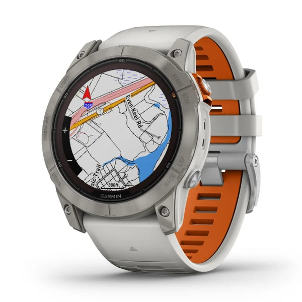Garmin Fenix 7X Pro Sapphire Solar Edition - Titanium with Fog Gray/Ember Orange Band
