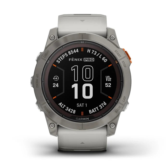 Garmin Fenix 7X Pro Sapphire Solar Edition - Titanium with Fog Gray/Ember Orange Band