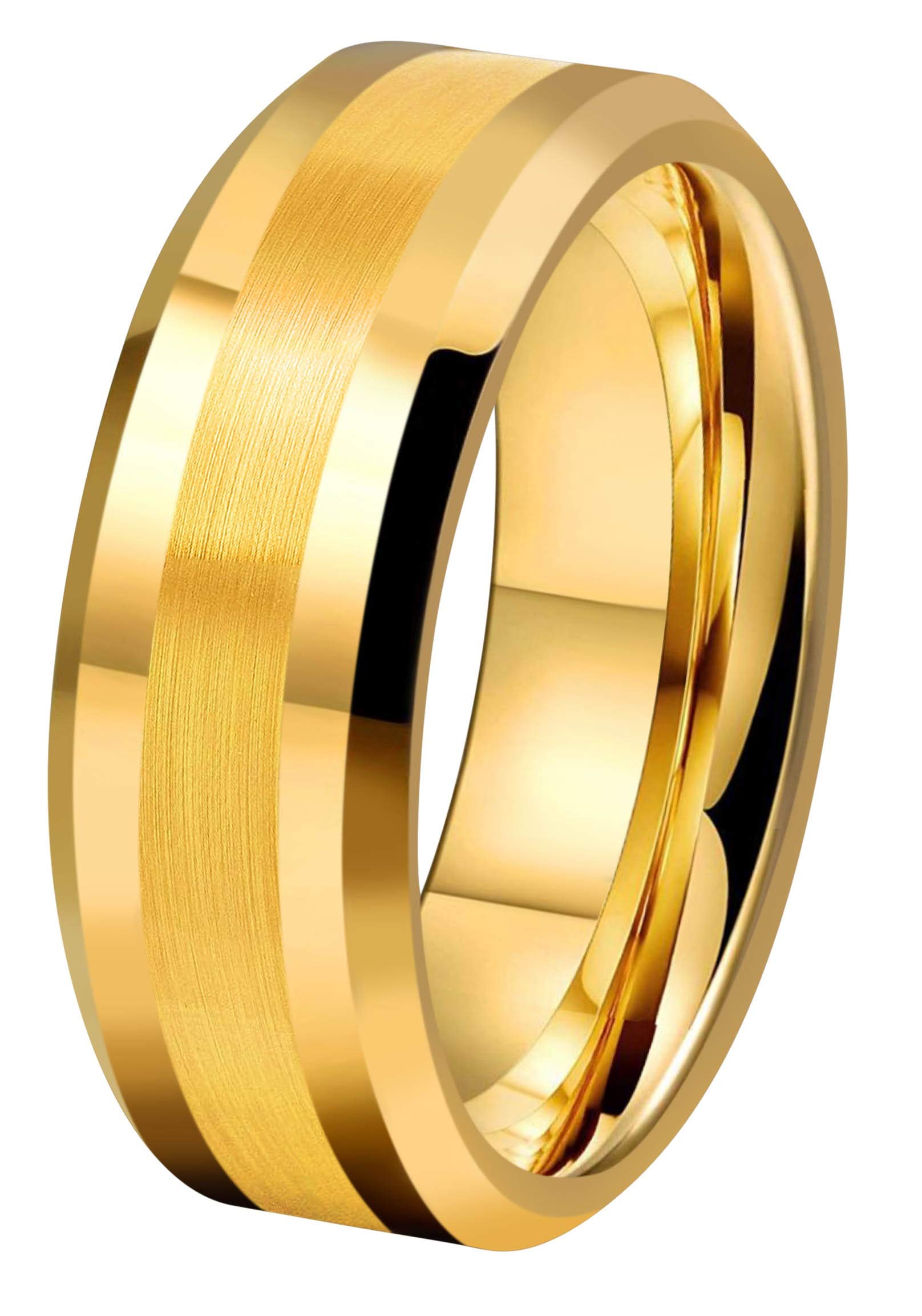 Tungsten Gold Bevelled Stripe Ring