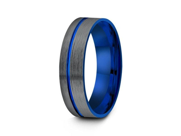 Tungsten Grey & Blue Band