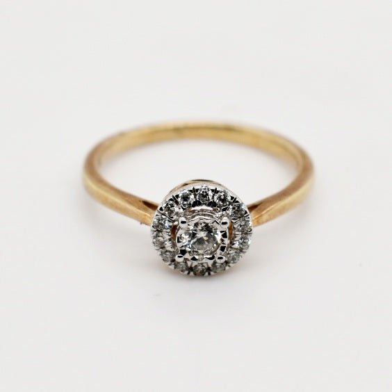 9ct Yellow Gold Round Cut Diamond Ring