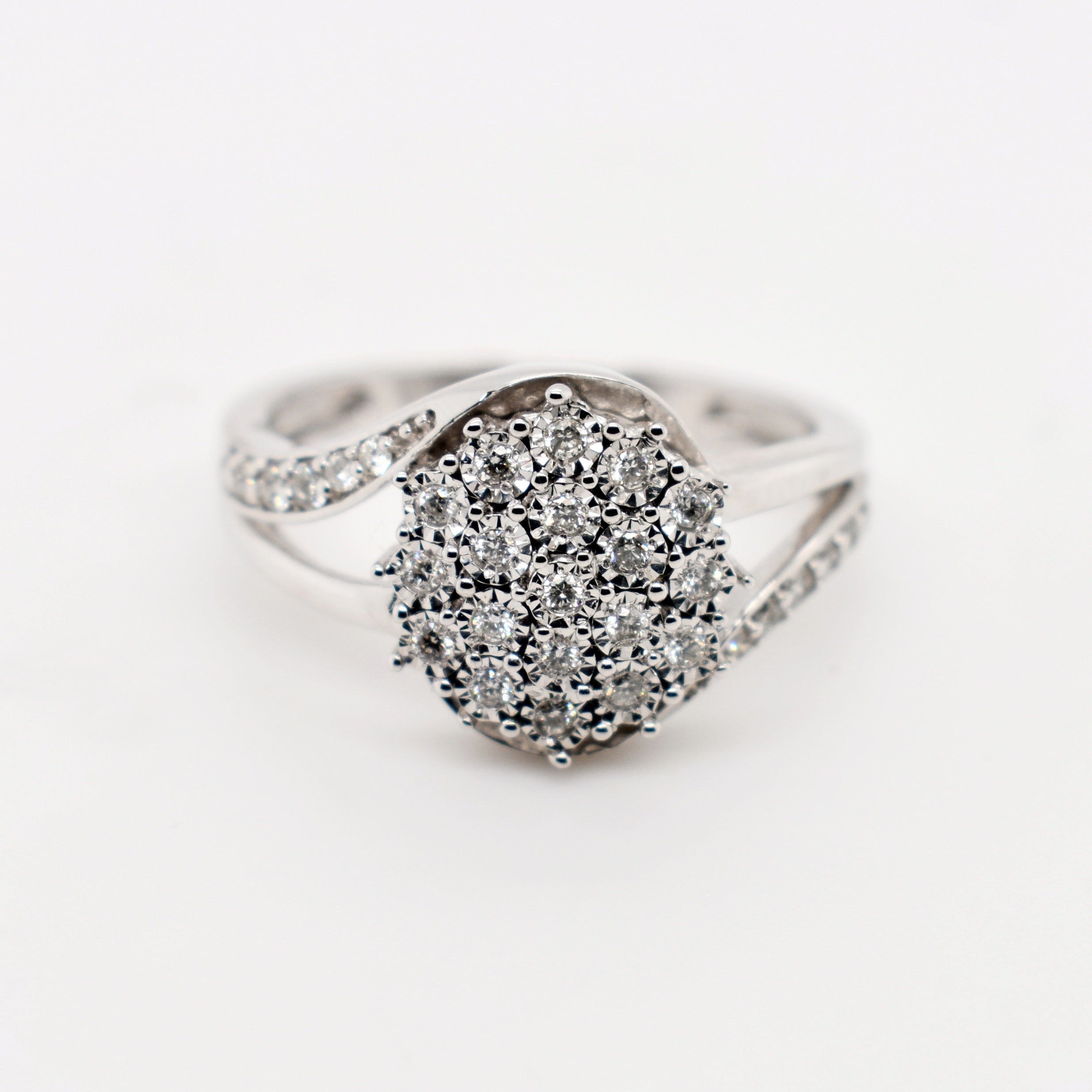 9ct White Gold Cluster Diamond Engagement Ring