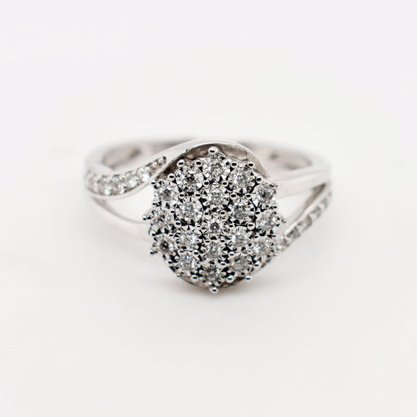 9ct White Gold Cluster Diamond Engagement Ring